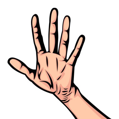 Parmakları açık ve bileği önde olan, zarafet ve açıklığı sembolize eden bir kadın elinin vektör çizimi. Güzellik, ifade, rahatlama ya da farkındalık temaları için mükemmel..