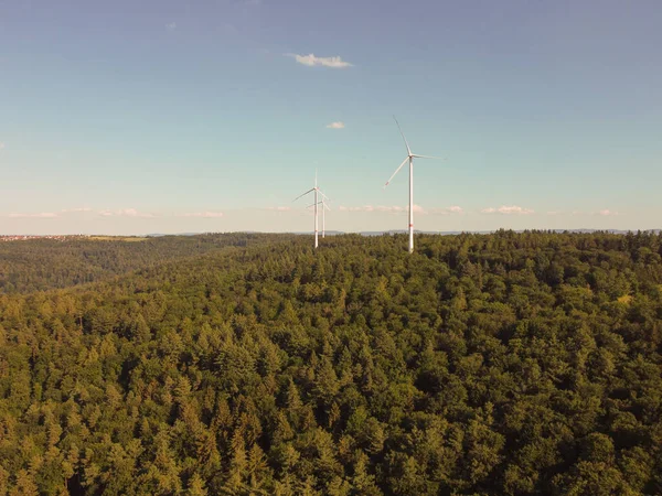 Rüzgâr Çiftliği Rüzgar Parkının Panoramik Görüntüsü Jenerasyon Için Yüksek Rüzgar — Stok fotoğraf