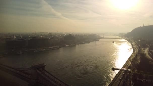 Budapest Ungheria Riprese Aeree All Alba Del Drone Che Vola — Video Stock
