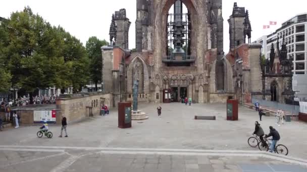 Vista Aérea Ciudad Hamburgo Alemania Amanecer Catedral Torre Iglesia Munich — Vídeos de Stock