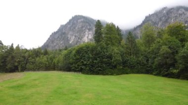 Göl manzarası Lucerne Vierwaldstattersee ve İsviçre Alpleri 'ni gösteriyor. Yüksek kaliteli FullHD görüntüler. Alman Alpleri ve gölleri üzerinde uçuyorlar. Neuschwanstein Kalesi