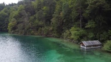Göl manzarası Lucerne Vierwaldstattersee ve İsviçre Alpleri 'ni gösteriyor. Yüksek kaliteli FullHD görüntüler. Alman Alpleri ve gölleri üzerinde uçuyorlar. Neuschwanstein Kalesi