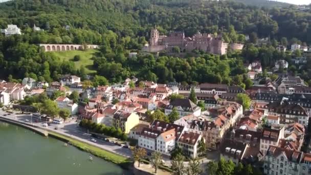 Heidelberg Widok Lotu Ptaka Zamek Heidelberg Heidelberger Schloss Średniowieczna Twierdza — Wideo stockowe