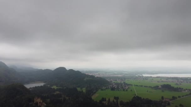 从空中俯瞰卢塞恩湖 维耶瓦尔德州和瑞士阿尔卑斯山 高质量的Fullhd视频 飞越德国的阿尔卑斯山和湖泊 Neuschwanstein城堡 — 图库视频影像
