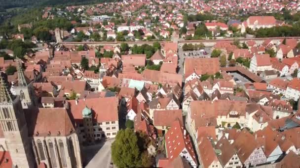 Rothenburg Der Tauber Bavaria Německo Zpětný Letecký Pohled Vysoce Kvalitní — Stock video