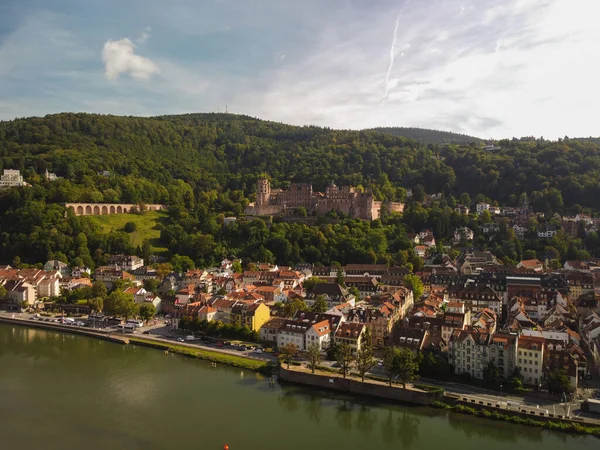 Heidelberg Felülnézetből Nézi Eget Heidelberg Városkép Régi Város Folyó Híd — Stock Fotó