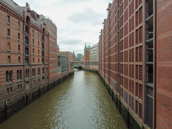 Distrito Warehouse Speicherstadt Durante Primavera Hamburgo Alemania Almacenes Barrio Hafencity — Foto de Stock