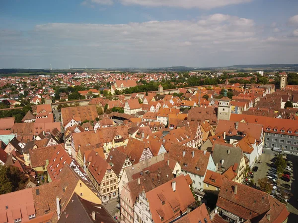 stock image Rothenburg ob der Tauber aerial panoramic view. Rothenburg ob der Tauber is a city in the Franconia region of Bavaria, Germany. High quality photo. an ancient German city. stone houses