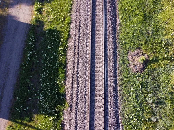 Залізнична Колія Залізнична Залізнична Лінія Залізнична Аерофотозйомка Панорамних Подорожей Високоякісна — стокове фото