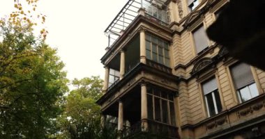 Old stone building after rainy day during fall season in germany. High quality 4k footage