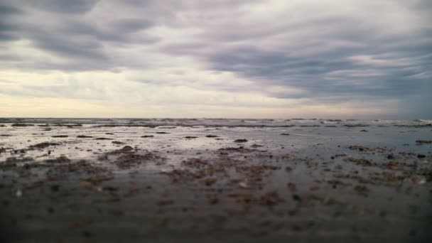 Guardando Tramonto Nella Luminosa Giornata Estiva Sulla Spiaggia Tedesca Nordsee — Video Stock