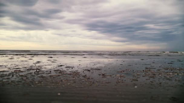 Φωτεινός Ορίζοντας Ωραία Καλοκαιρινή Μέρα Στη Γερμανική Παραλία Nordsee Υψηλής — Αρχείο Βίντεο