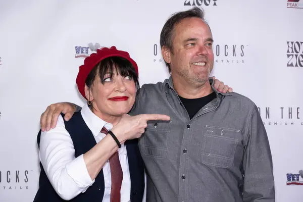 stock image Comedian Christine Peake, Comic Greg Baldwin attendsChristine Peake's 