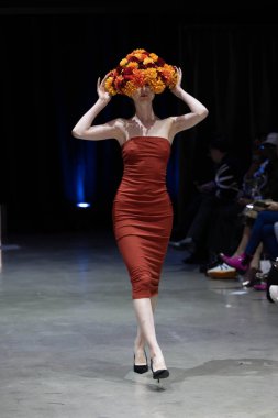 Models demostrating hats at Image Fashion week inaugural show with Sarah Sokol  at Neuehouse Hollywood, Los Angeles, CA, October 10th, 2024 clipart