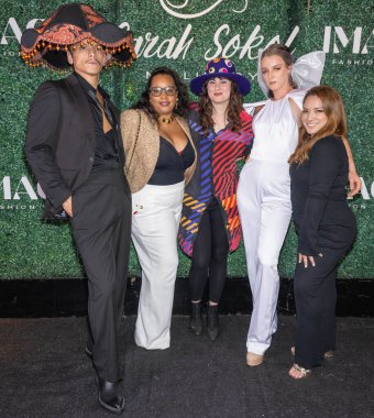 LA Magazine Doris B Kinney, Designer / Milliner Sarah Sokol,  CEO / Producer of Image Fashion Week Cynthia Najares with models attend  Image Fashion week inaugural show with Sarah Sokol  at Neuehouse Hollywood, Los Angeles, CA, October 10th, 2024 clipart