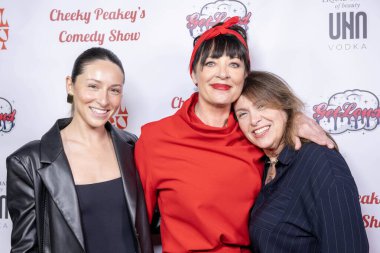 Komedyen Christine Peake ve Tasarımcı Shanesa ve Nancy Fath, 11 Kasım 2024 'te Hotel Ziggy, Los Angeles' taki Christine Peake 'in Gaziler Günü Komedi Gösterisine katıldı.