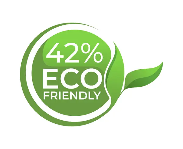 42% Eco friendly circle label sticker Vector illustration with green organic plant leaves. Eco friendly stamp icon.