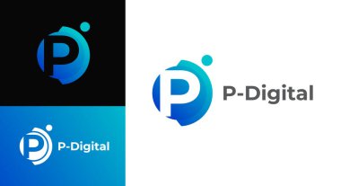 İşletme şirketi P veya PD logo tasarım vektörü. Dijital harf PD logo vektör şablonu. Teknoloji için P harfi logosu.