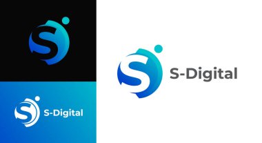 S veya SD logo tasarım vektörü. Dijital harf SD logo vektör şablonu. Teknoloji için S harfi logosu.