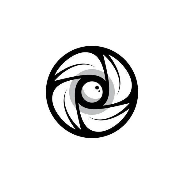 Modello Logo Combina Occhio Con Una Forma Circolare Foglia Rotante — Vettoriale Stock