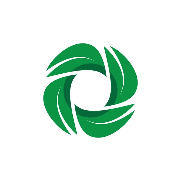 Κυκλικό Περιστρεφόμενο Πρότυπο Λογότυπου Πράσινου Φύλλου — Διανυσματικό Αρχείο