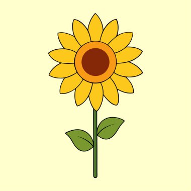 Ayçiçeği Bitki Vektörü İllüstrasyonu