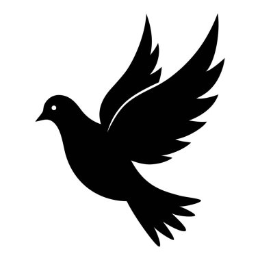 Vektör İllüstrasyonunda uçan güvercin siyah silueti