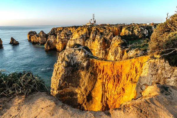 Coastal Golden Cliffs Sunrise Ponta Piedade Lagos Portugal Spectacular Rock  Stock Photo by ©eva.on.the.road 619135628