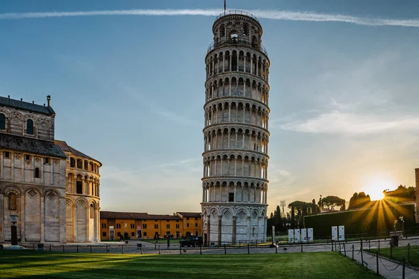 Pisa Italy May 2022 Sunrise Famous Leaning Tower Freestanding Bell Stockbild