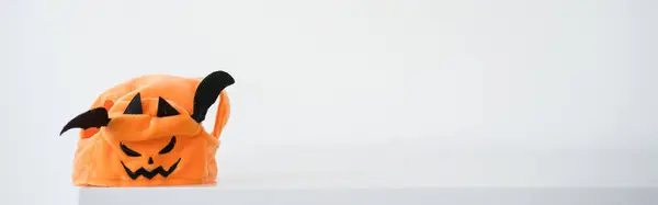 Web Banner Orange Pumpkin Halloween White Background Isolated — Stock Photo, Image