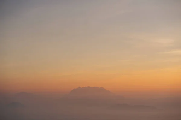 Travel People Activity Concept Twilight Sky Sunrise Mountain Fog Foreground — स्टॉक फ़ोटो, इमेज