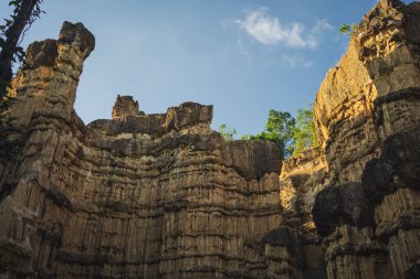 seyahat ve insanlar tropikal ormanda dağ ve kaya ile aktivite kavramı