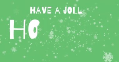 Kar taneleri animasyonu ve yeşil arka planda kutsal bir tatil. Noel, gelenek, kış ve kutlama konsepti dijital olarak oluşturulmuş video.