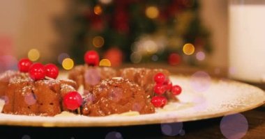 Noellerde ve pastalarda benekler canlandırılıyor. Noel, gelenek ve kutlama konsepti dijital olarak oluşturuldu.