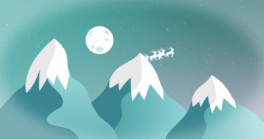 Noel Baba 'nın üzerine yağan kar, ren geyiği ve kış manzaralı bir kızakla canlanıyor. Noel, gelenek ve kutlama konsepti dijital olarak oluşturuldu.