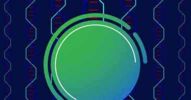 Donanma arka planında DNA 'lı vişne animasyonu. Bilim, biyoteknoloji ve gıda konsepti dijital olarak üretilen video.