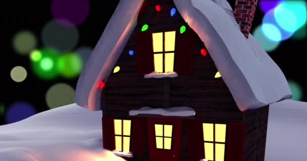 Animacja Domu Bożego Narodzenia Nad Plamami Boże Narodzenie Tradycja Koncepcja — Wideo stockowe