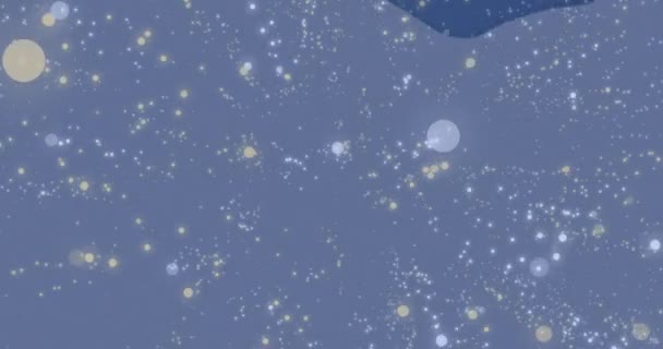 Анімація Світлих Плям Над Зимовим Пейзажем Синьому Фоні Різдвяна Традиція — стокове відео