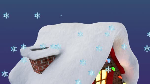 蓝色雪花落在黑色背景上的数字动画 它是一种节日和庆祝的形象 可用于圣诞节或其他寒假 — 图库视频影像