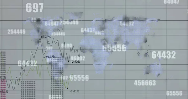 Imagen Del Procesamiento Datos Financieros Los Números Que Cambian Mapa — Foto de Stock