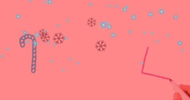 Pembe arka planda mutlu tatiller mesajı animasyonu. Noel, gelenek ve kutlama konsepti dijital üretilmiş video.