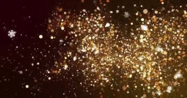 Siyah arka planda hareket eden kar taneleri ve konfeti animasyonu. Yeni yıl, gelenek, kış ve kutlama konsepti dijital olarak oluşturulmuş video.