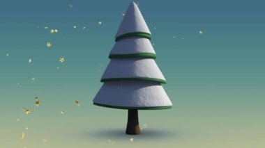 Kış manzarasında kayan yıldızların animasyonu. Noel, gelenek ve kutlama konsepti dijital üretilmiş video.