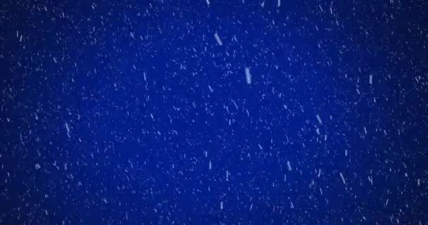 Animazione Neve Che Cade Sfondo Blu Natura Inverno Interfaccia Digitale — Video Stock