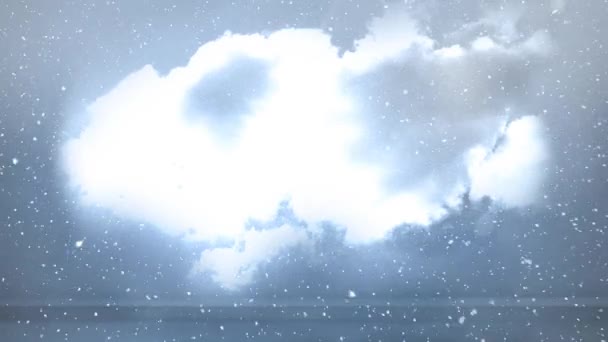 Yılbaşında Bulutlarla Birlikte Gökyüzüne Yağan Kar Animasyonu Noel Gelenek Kutlama — Stok video