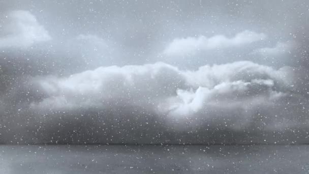 Κινούμενο Χιόνι Πέφτει Πάνω Από Τον Ουρανό Σύννεφα Χριστούγεννα Χριστούγεννα — Αρχείο Βίντεο
