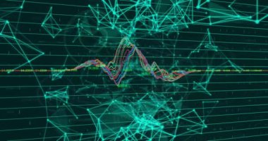 Siyah dijital alandaki grafiklerin ve bağlantıların animasyonu. Veri işleme, dijital arayüz ve teknoloji konsepti dijital olarak oluşturulmuş video.