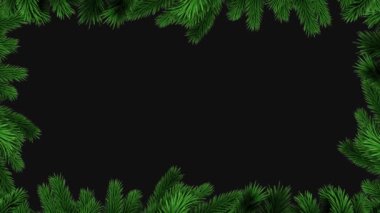Karanlık arka planda yılbaşı ağacı dallarının canlandırılması. Noel, gelenek ve kutlama konsepti dijital üretilmiş video.
