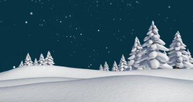 Gece vakti kar yağışının animasyonu. Noel, gelenek, kış ve kutlama konsepti dijital olarak oluşturulmuş video.