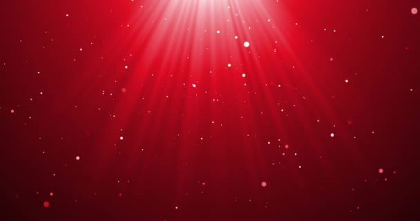 Animazione Coriandoli Cadenti Raggi Luce Sfondo Rosso Concetto Sfondo Luci — Video Stock